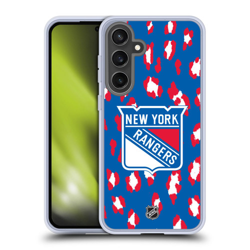 NHL New York Rangers Leopard Pattern Soft Gel Case for Samsung Galaxy S24 FE & MagSafe