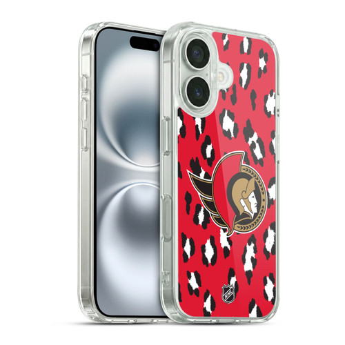NHL Ottawa Senators Leopard Pattern Soft Gel Case for Apple iPhone 16 & MagSafe