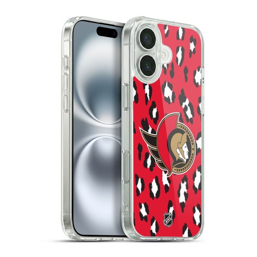 NHL Ottawa Senators Leopard Pattern Soft Gel Case for Apple iPhone 16 Plus & MagSafe