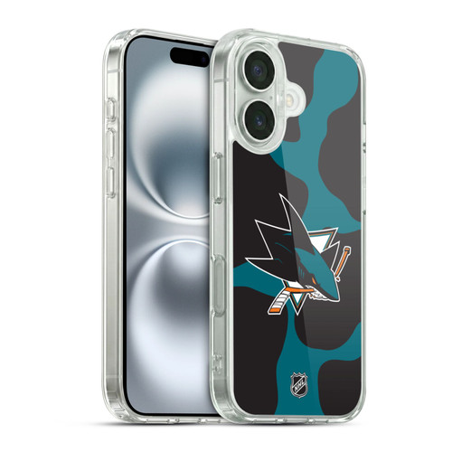 NHL San Jose Sharks Cow Pattern Soft Gel Case for Apple iPhone 16
