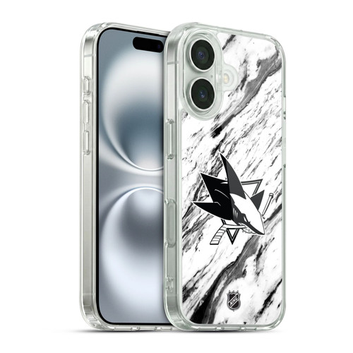 NHL San Jose Sharks Marble Soft Gel Case for Apple iPhone 16