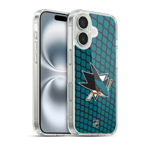 NHL San Jose Sharks Net Pattern Soft Gel Case for Apple iPhone 16