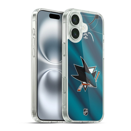 NHL San Jose Sharks Jersey Soft Gel Case for Apple iPhone 16 Plus