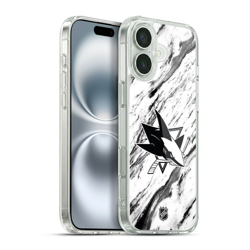 NHL San Jose Sharks Marble Soft Gel Case for Apple iPhone 16 Plus