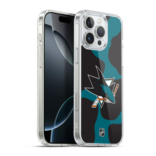 NHL San Jose Sharks Cow Pattern Soft Gel Case for Apple iPhone 16 Pro Max