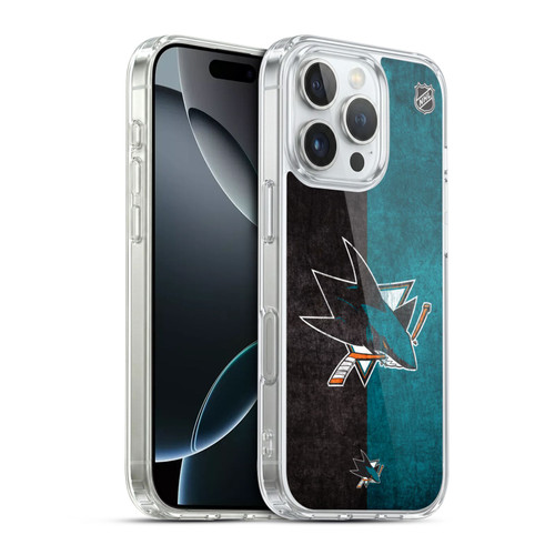 NHL San Jose Sharks Half Distressed Soft Gel Case for Apple iPhone 16 Pro