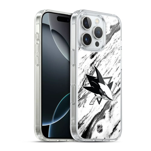 NHL San Jose Sharks Marble Soft Gel Case for Apple iPhone 16 Pro
