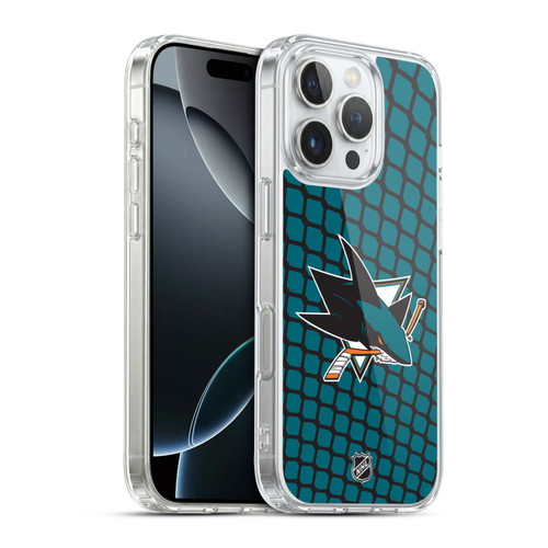 NHL San Jose Sharks Net Pattern Soft Gel Case for Apple iPhone 16 Pro