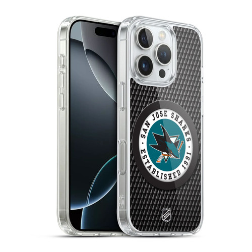 NHL San Jose Sharks Puck Texture Soft Gel Case for Apple iPhone 16 Pro