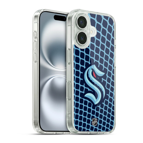 NHL Seattle Kraken Net Pattern Soft Gel Case for Apple iPhone 16