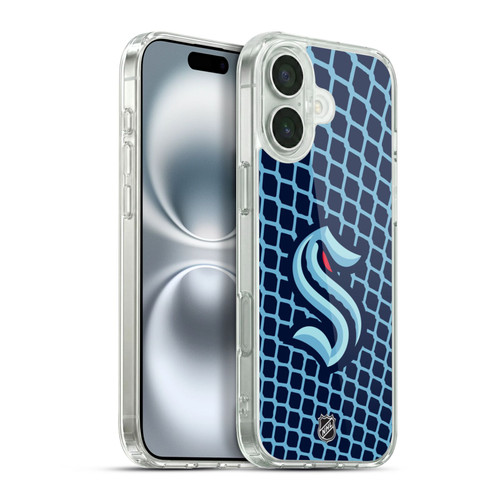 NHL Seattle Kraken Net Pattern Soft Gel Case for Apple iPhone 16 Plus