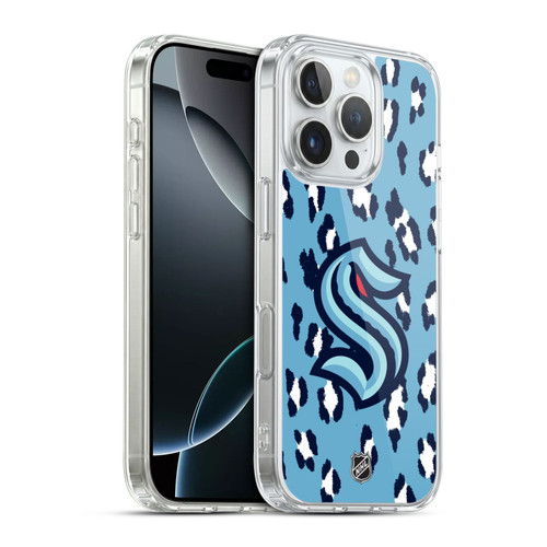 NHL Seattle Kraken Leopard Pattern Soft Gel Case for Apple iPhone 16 Pro