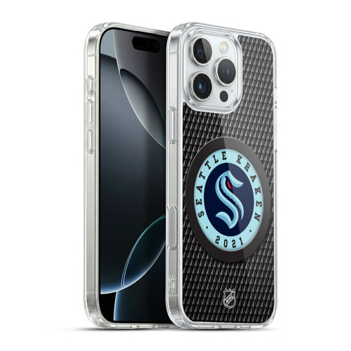 NHL Seattle Kraken Puck Texture Soft Gel Case for Apple iPhone 16 Pro Max