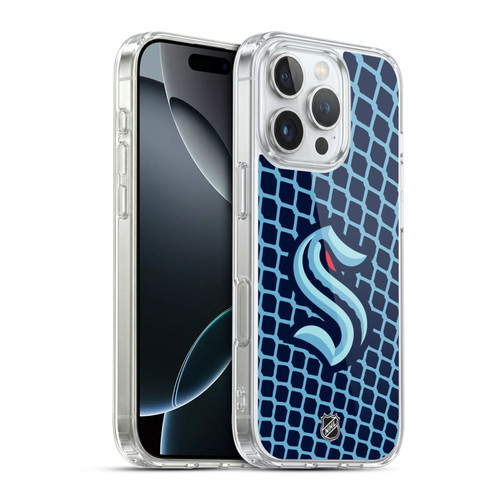 NHL Seattle Kraken Net Pattern Soft Gel Case for Apple iPhone 16 Pro