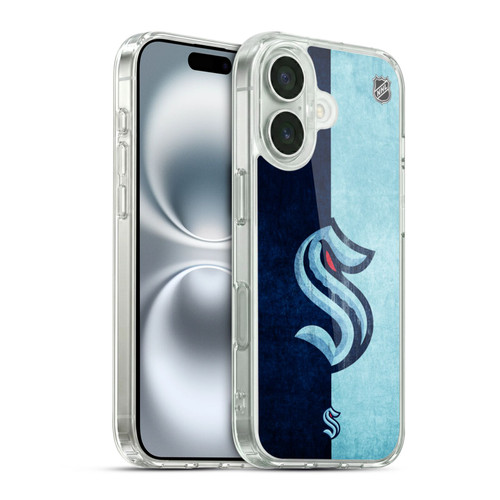 NHL Seattle Kraken Half Distressed Soft Gel Case for Apple iPhone 16