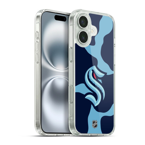 NHL Seattle Kraken Cow Pattern Soft Gel Case for Apple iPhone 16 Plus