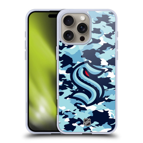 NHL Seattle Kraken Camouflage Soft Gel Case for Apple iPhone 16 Pro Max