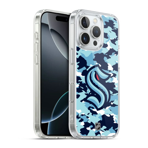 NHL Seattle Kraken Camouflage Soft Gel Case for Apple iPhone 16 Pro