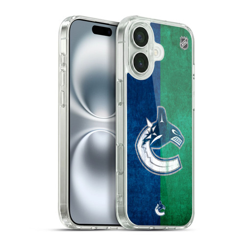 NHL Vancouver Canucks Half Distressed Soft Gel Case for Apple iPhone 16 Plus & MagSafe