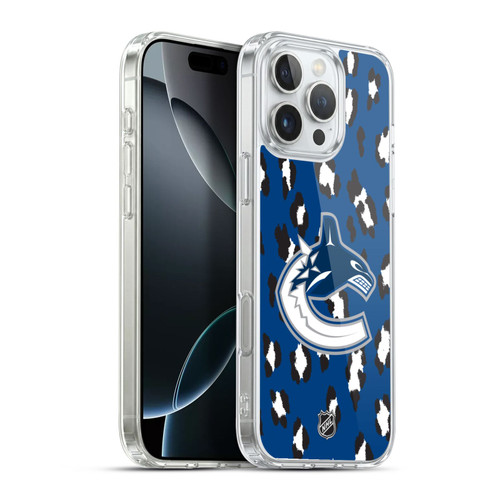 NHL Vancouver Canucks Leopard Pattern Soft Gel Case for Apple iPhone 16 Pro Max & MagSafe