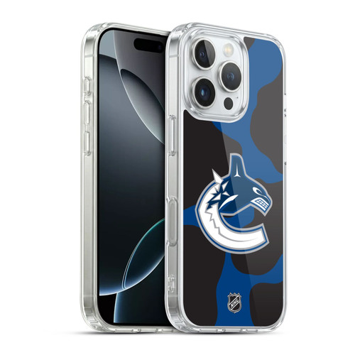 NHL Vancouver Canucks Cow Pattern Soft Gel Case for Apple iPhone 16 Pro & MagSafe