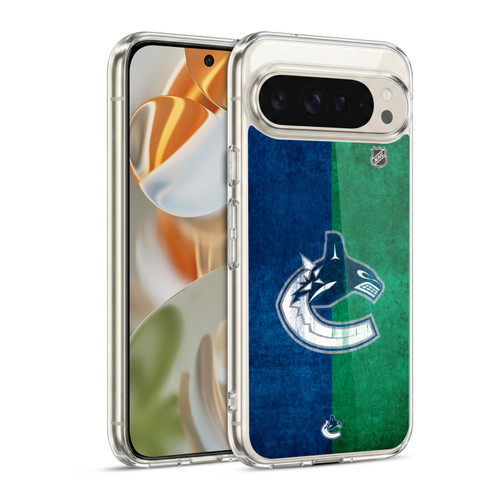 NHL Vancouver Canucks Half Distressed Soft Gel Case for Google Pixel 9 / Pixel 9 Pro