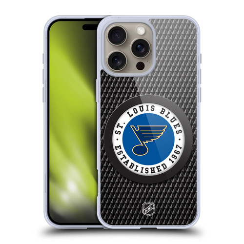 NHL St Louis Blues Puck Texture Soft Gel Case for Apple iPhone 16 Pro Max & MagSafe