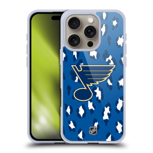 NHL St Louis Blues Leopard Pattern Soft Gel Case for Apple iPhone 16 Pro & MagSafe