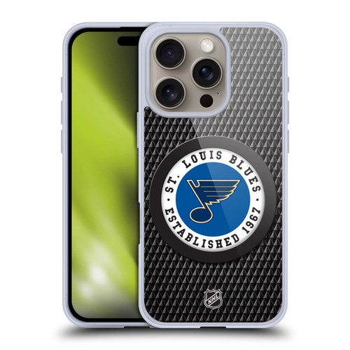 NHL St Louis Blues Puck Texture Soft Gel Case for Apple iPhone 16 Pro & MagSafe