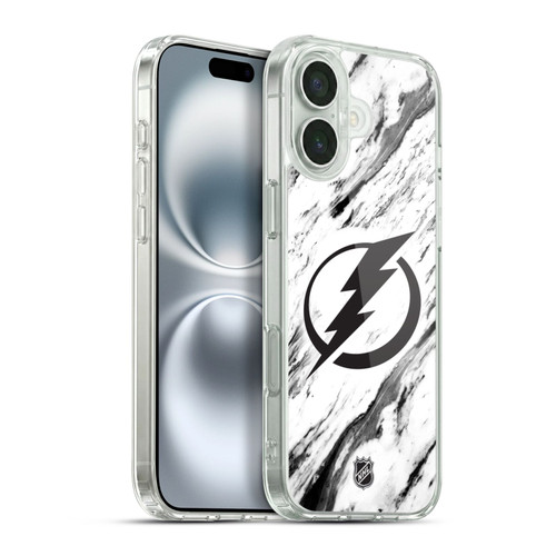 NHL Tampa Bay Lightning Marble Soft Gel Case for Apple iPhone 16 Plus