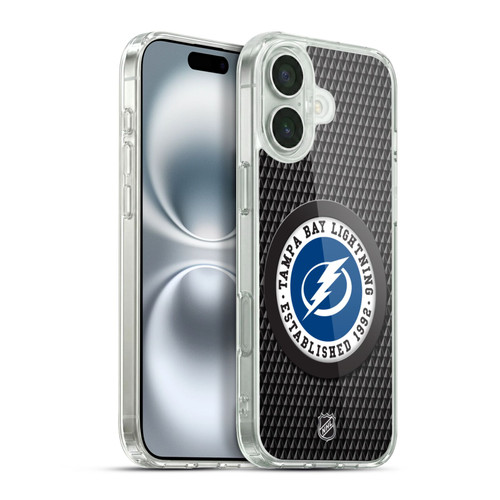NHL Tampa Bay Lightning Puck Texture Soft Gel Case for Apple iPhone 16 Plus