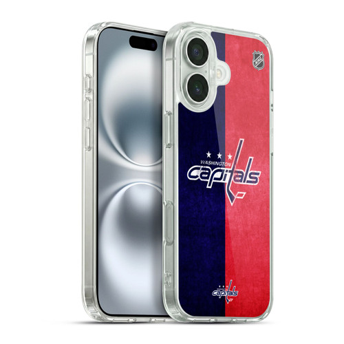 NHL Washington Capitals Half Distressed Soft Gel Case for Apple iPhone 16 Plus