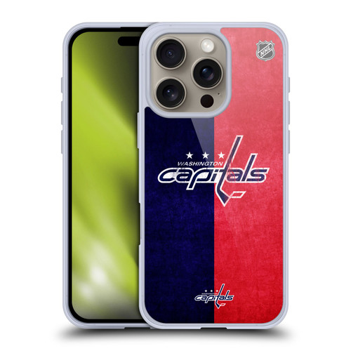 NHL Washington Capitals Half Distressed Soft Gel Case for Apple iPhone 16 Pro