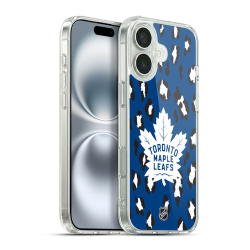 NHL Toronto Maple Leafs Leopard Pattern Soft Gel Case for Apple iPhone 16 Plus & MagSafe