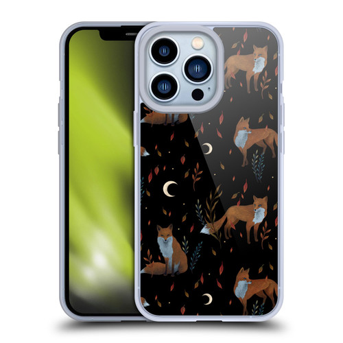 Episodic Drawing Art Foxes Pattern Soft Gel Case for Apple iPhone 13 Pro