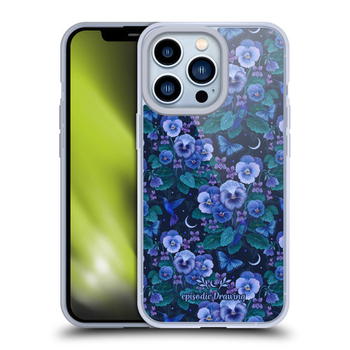 Episodic Drawing Florals & Serpents Violet Blue Flowers Soft Gel Case for Apple iPhone 13 Pro