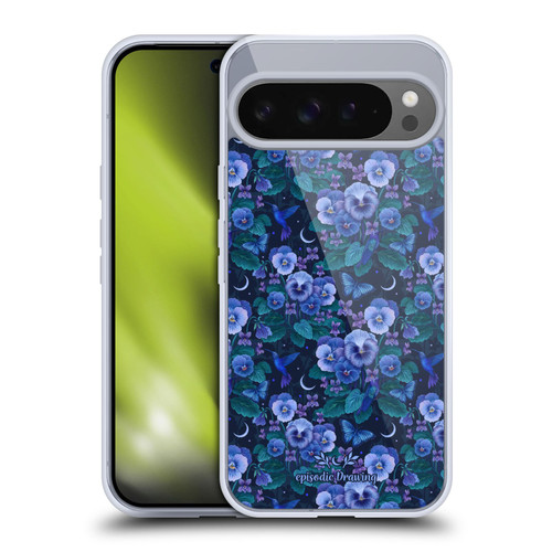 Episodic Drawing Florals & Serpents Violet Blue Flowers Soft Gel Case for Google Pixel 9 Pro XL