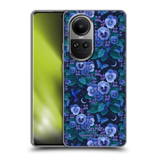 Episodic Drawing Florals & Serpents Violet Blue Flowers Soft Gel Case for OPPO Reno10 5G / Reno10 Pro 5G