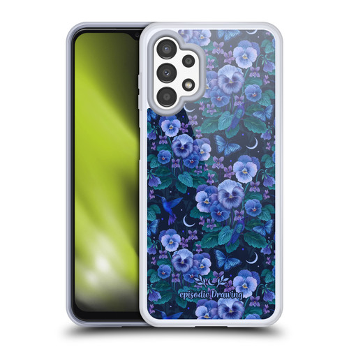 Episodic Drawing Florals & Serpents Violet Blue Flowers Soft Gel Case for Samsung Galaxy A13 (2022)