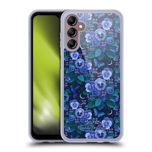 Episodic Drawing Florals & Serpents Violet Blue Flowers Soft Gel Case for Samsung Galaxy A14 5G