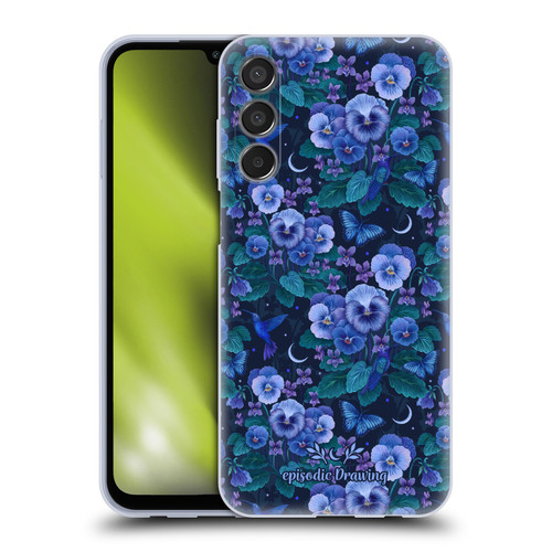 Episodic Drawing Florals & Serpents Violet Blue Flowers Soft Gel Case for Samsung Galaxy M15/F15 5G
