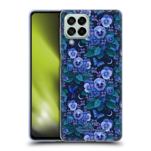 Episodic Drawing Florals & Serpents Violet Blue Flowers Soft Gel Case for Samsung Galaxy M53 (2022)