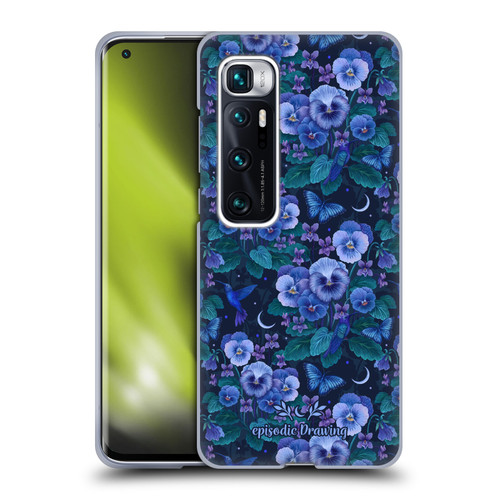 Episodic Drawing Florals & Serpents Violet Blue Flowers Soft Gel Case for Xiaomi Mi 10 Ultra 5G