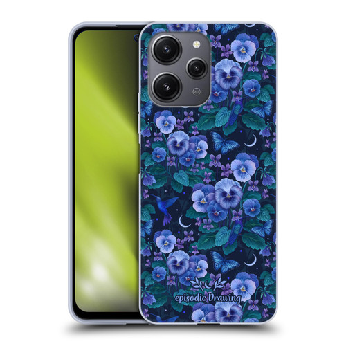 Episodic Drawing Florals & Serpents Violet Blue Flowers Soft Gel Case for Xiaomi Redmi 12