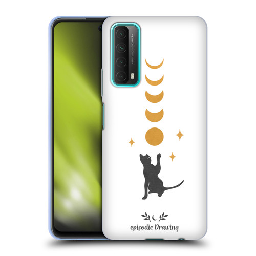 Episodic Drawing Mix Illustrations Cat And Moon Soft Gel Case for Huawei P Smart (2021)