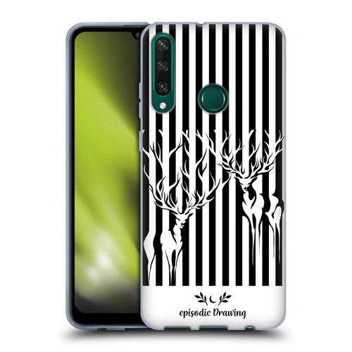 Episodic Drawing Mix Illustrations Deers In Stripes Soft Gel Case for Huawei Y6p