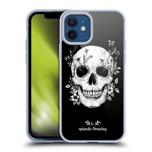Episodic Drawing Mix Illustrations Floral Skull Soft Gel Case for Apple iPhone 12 / iPhone 12 Pro
