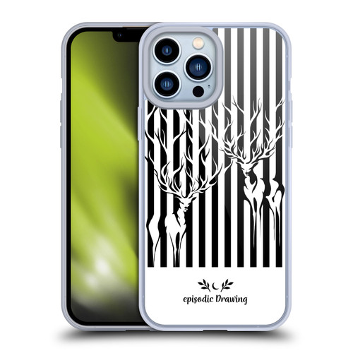 Episodic Drawing Mix Illustrations Deers In Stripes Soft Gel Case for Apple iPhone 13 Pro Max