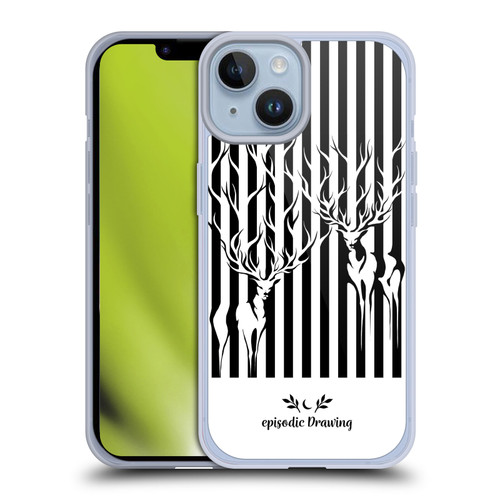 Episodic Drawing Mix Illustrations Deers In Stripes Soft Gel Case for Apple iPhone 14