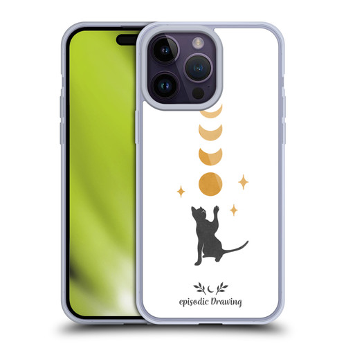 Episodic Drawing Mix Illustrations Cat And Moon Soft Gel Case for Apple iPhone 14 Pro Max